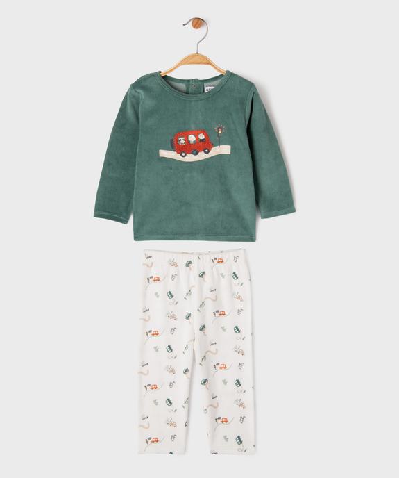 Pyjama en velours 2 pièces à motifs voitures bébé garçon vue1 - GEMO 4G BEBE - GEMO