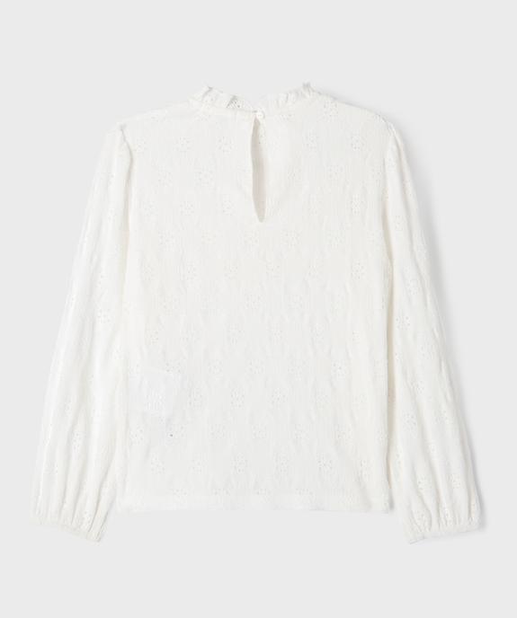 Blouse brodée à manches longues fille vue3 - GEMO 4G FILLE - GEMO