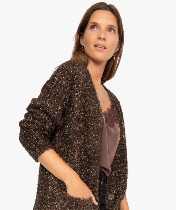 Gilet femme en maille façon angora avec fil lurex vue2 - GEMO(FEMME PAP) - GEMO
