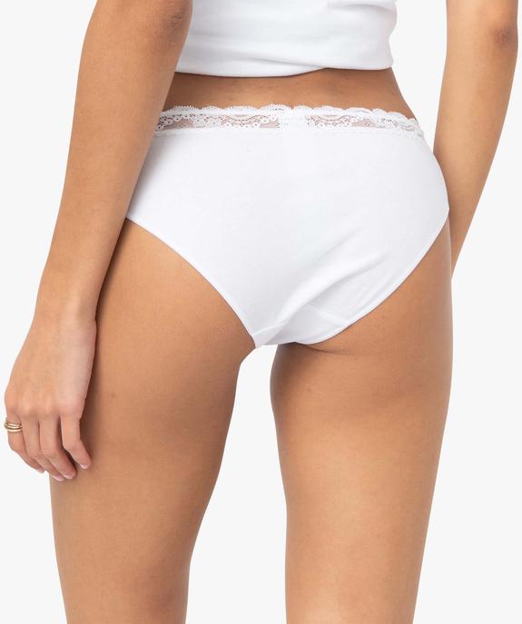 Culotte en coton stretch avec ceinture dentelle femme (lot de 2) vue4 - GEMO 4G FEMME - GEMO