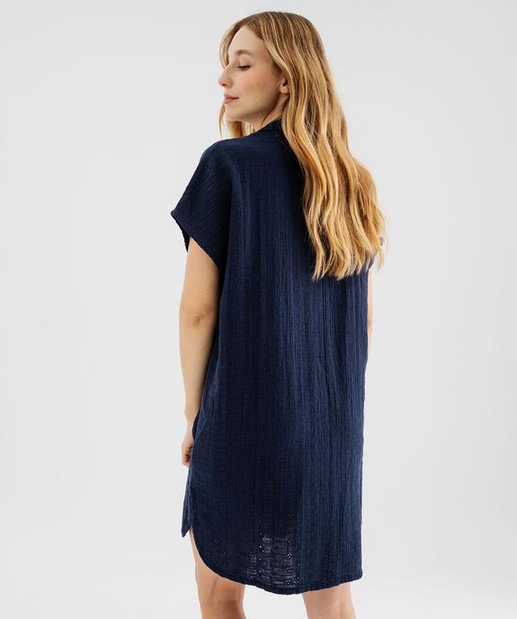 Chemise de nuit en broderie anglaise à col tailleur femme - LuluCastagnette vue4 - LULUCASTAGNETTE - GEMO