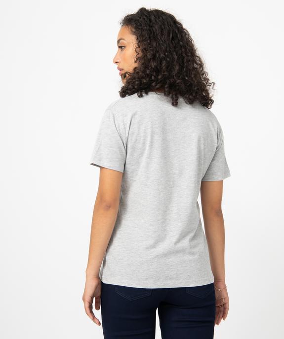 Tee-shirt femme à manches courtes avec col V vue3 - GEMO(FEMME PAP) - GEMO