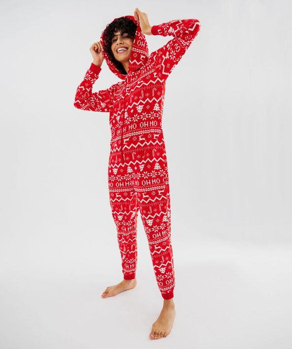 Combinaison pyjama de Noël en velours à capuche femme vue2 - GEMO(HOMWR FEM) - GEMO