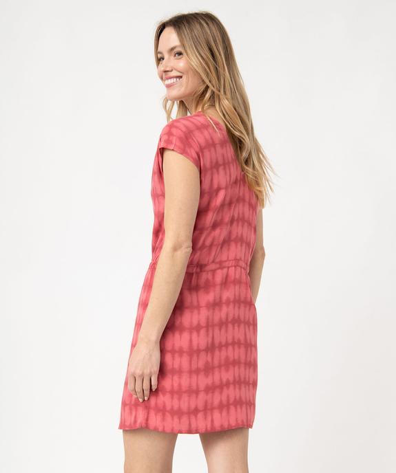 Robe courte imprimée avec double col V femme vue3 - GEMO 4G FEMME - GEMO