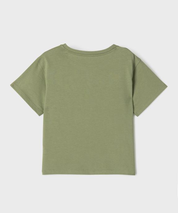 Tee-shirt manches courtes coupe large avec motif sur le buste fille vue4 - GEMO 4G FILLE - GEMO