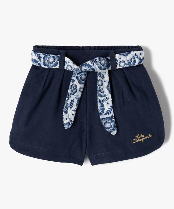 Short bébé fille avec ceinture à nouer - LuluCastagnette vue1 - LULUCASTAGNETTE - GEMO