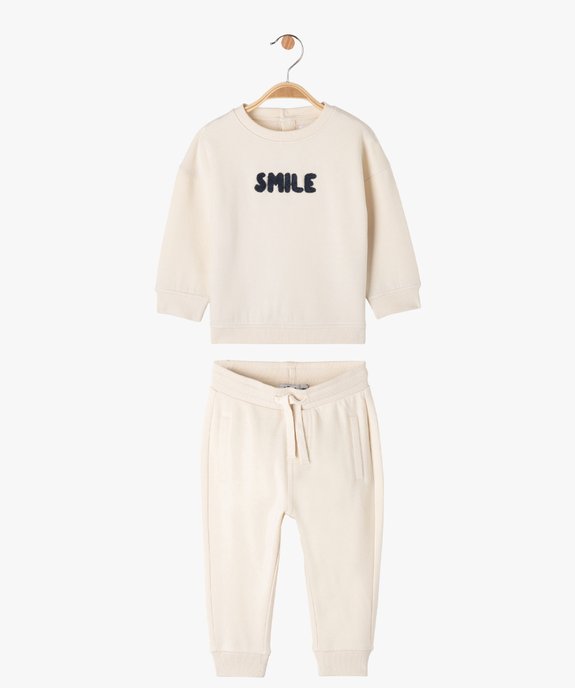 Ensemble sweat et pantalon jogging beige bébé  - GEMO
