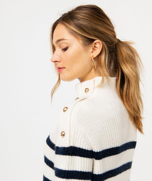 Robe pull marinière en grosse maille et col montant femme - LuluCastagnette vue2 - LULUCASTAGNETTE - GEMO