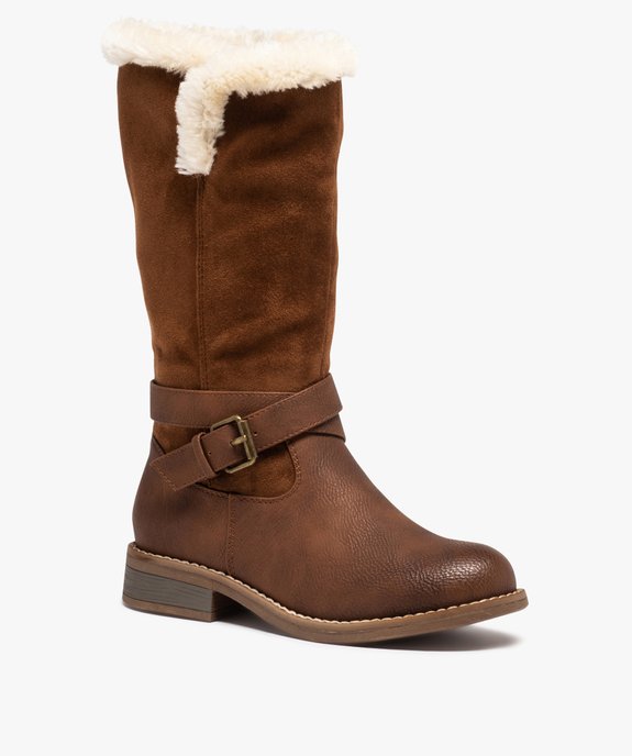 Bottes fille zippés unies avec col fourré vue2 - GEMO (ENFANT) - GEMO