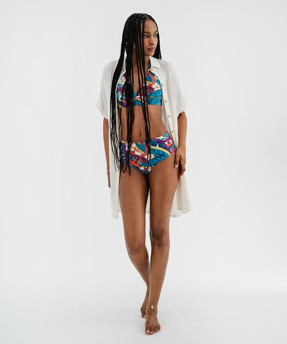 Bas de maillot de bain culotte taille haute fleurie femme vue4 - GEMO (PLAGE) - GEMO