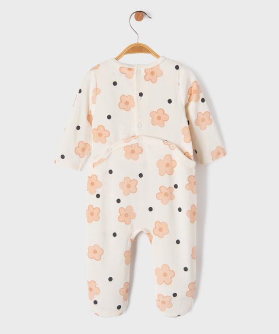 Pyjama en velours à motifs fleuris bébé fille vue3 - GEMO 4G BEBE - GEMO