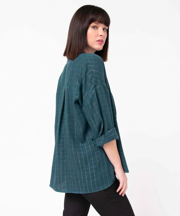 Chemise femme à carreaux en fil pailleté manches 3/4 vue3 - GEMO(FEMME PAP) - GEMO