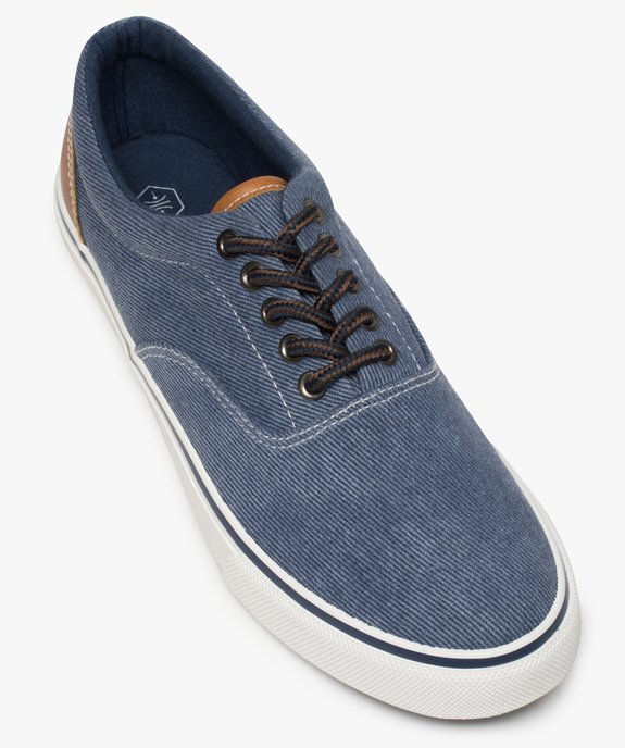 Baskets homme en toile à lacets et semelle contrastante Dessus denim vue5 - GEMO (HOMME) - GEMO