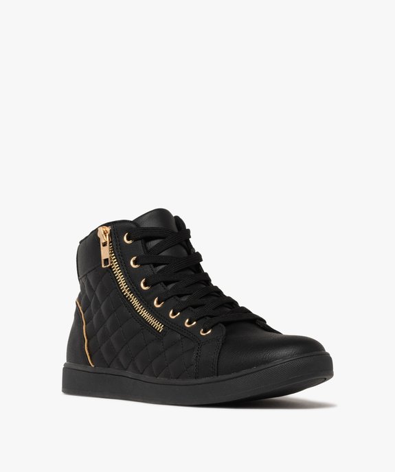 Baskets femme mid-cut à zip et à lacets avec côté matelassé vue2 - FOLLOW ME - GEMO