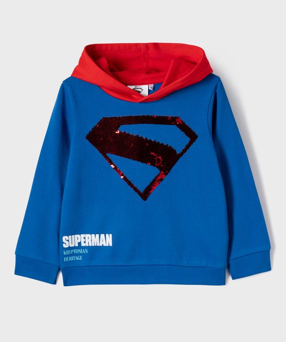 Sweat à capuche avec motif Spiderman en sequins réversibles garçon - Marvel vue1 - SUPERMAN - GEMO