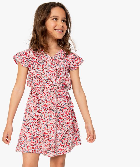 Robe fille fleurie effet portefeuille vue1 - GEMO (ENFANT) - GEMO
