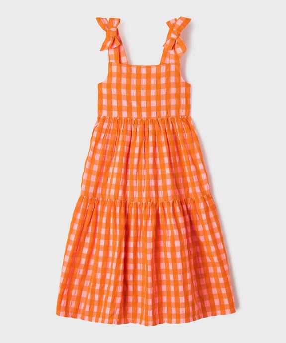 Robe à carreaux avec volants et noeud sur les bretelles fille vue1 - GEMO (ENFANT) - GEMO