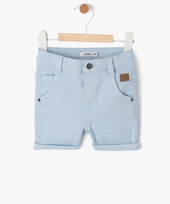 Short slim uni en toile extensible bébé garçon vue1 - GEMO(BEBE DEBT) - GEMO