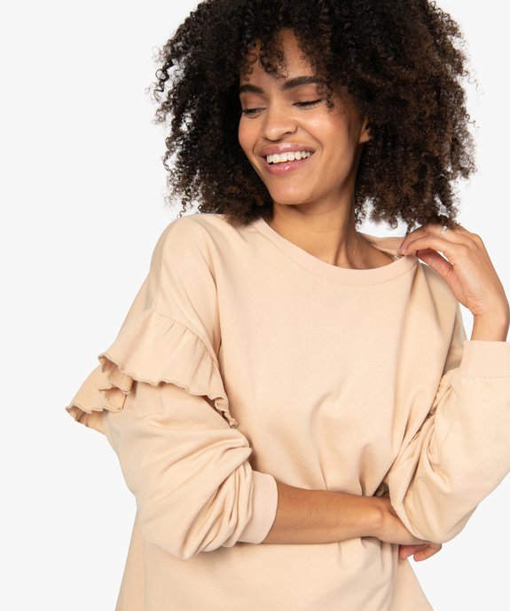 Sweat femme loose à manches volantées vue2 - GEMO(FEMME PAP) - GEMO