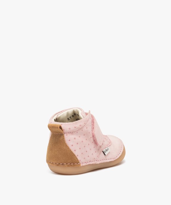 Chaussures premiers pas bébé fille bottillons en cuir suédé uni à scratch - Kickers X Bonton vue4 - KICKERS - GEMO