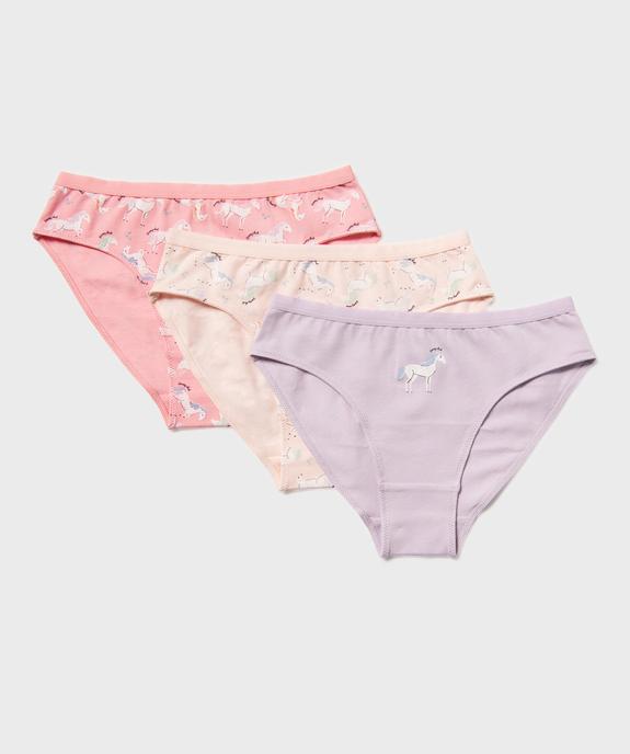 Culottes en coton stretch à motifs poneys fille (lot de 3) vue1 - GEMO 4G FILLE - GEMO