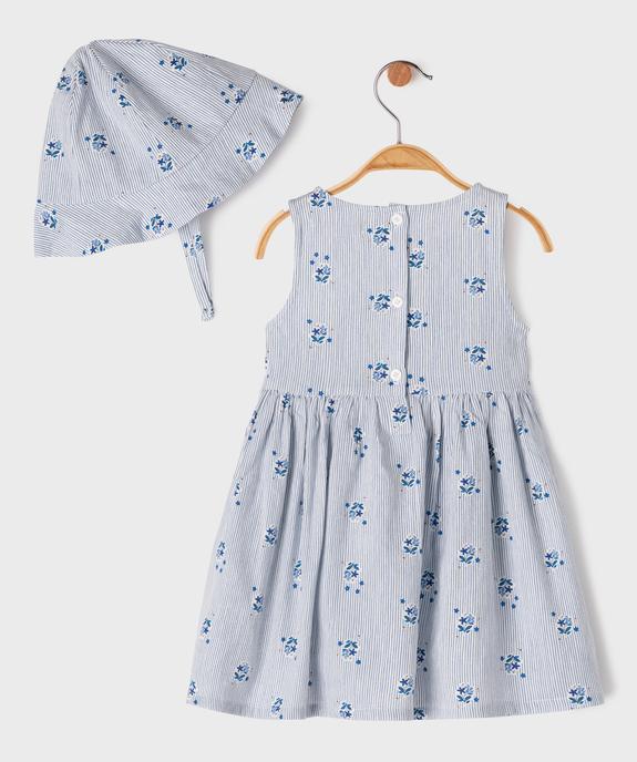 Robe à rayures et motifs fleuris avec chapeau assorti bébé fille - LuluCastagnette vue4 - LULUCASTAGNETTE - GEMO