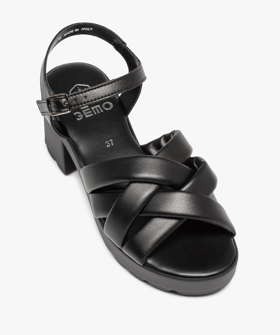 Sandales femme à talon unies à brides matelassées vue5 - GEMO(URBAIN) - GEMO