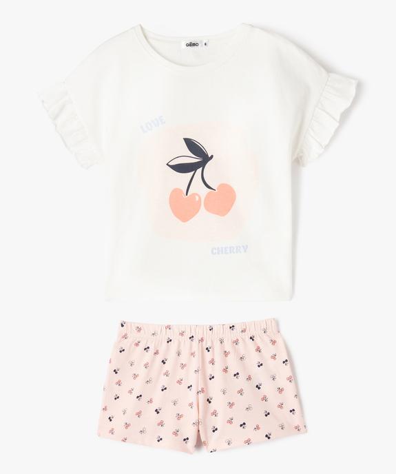 Pyjashort avec motif cerises fille vue1 - GEMO 4G FILLE - GEMO