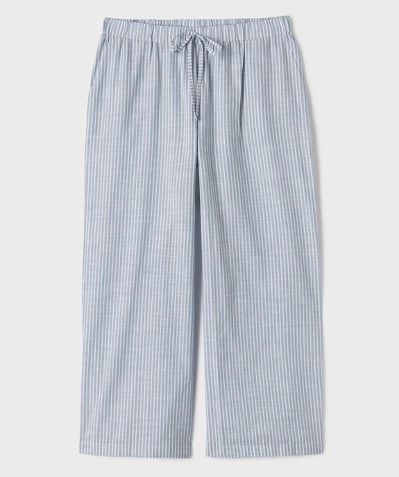 Pantalon en toile de coton rayé femme grande taille vue1 - GEMO (G TAILLE) - GEMO