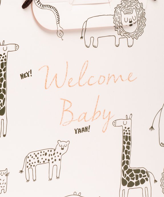 Boîte cadeau de naissance à anses imprimé animaux vue2 - GEMO 4G BEBE - GEMO