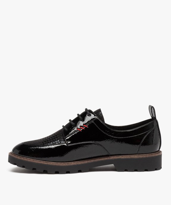Derby verni avec semelle crantée femme vue3 - GEMO (CASUAL) - GEMO