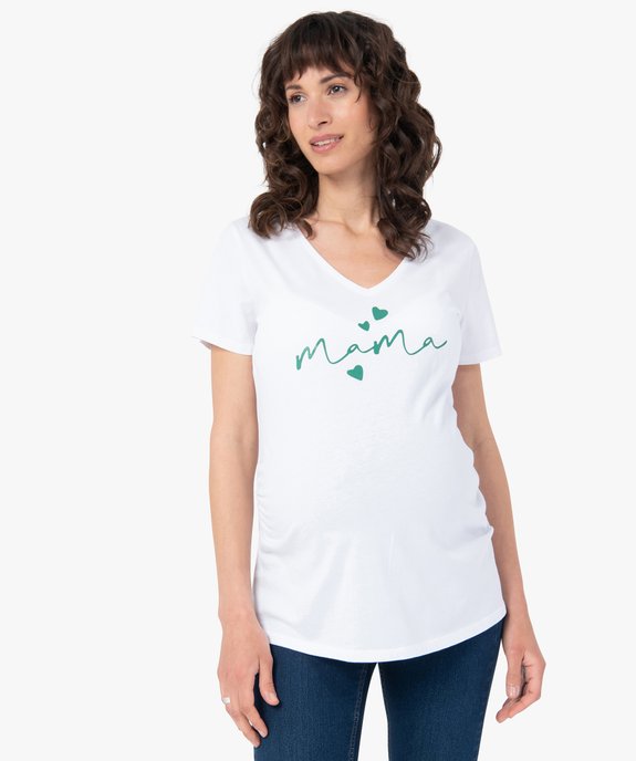 Tee-shirt de grossesse à col V avec inscription sur le buste vue1 - GEMO (MATER) - GEMO