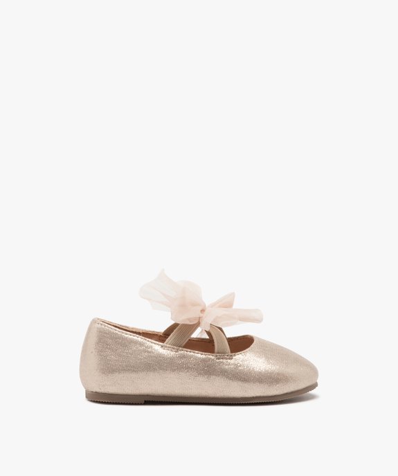Ballerines bébé fille unies à paillettes avec noeud en tulle fantaisie vue1 - GEMO(BEBE DEBT) - GEMO