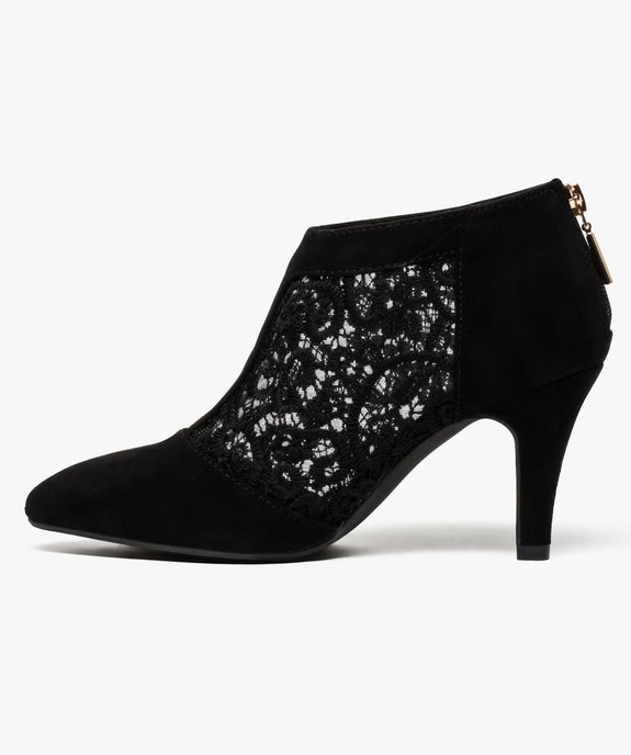 Low boots à talons avec empiècement dentelle vue3 - GEMO(URBAIN) - GEMO