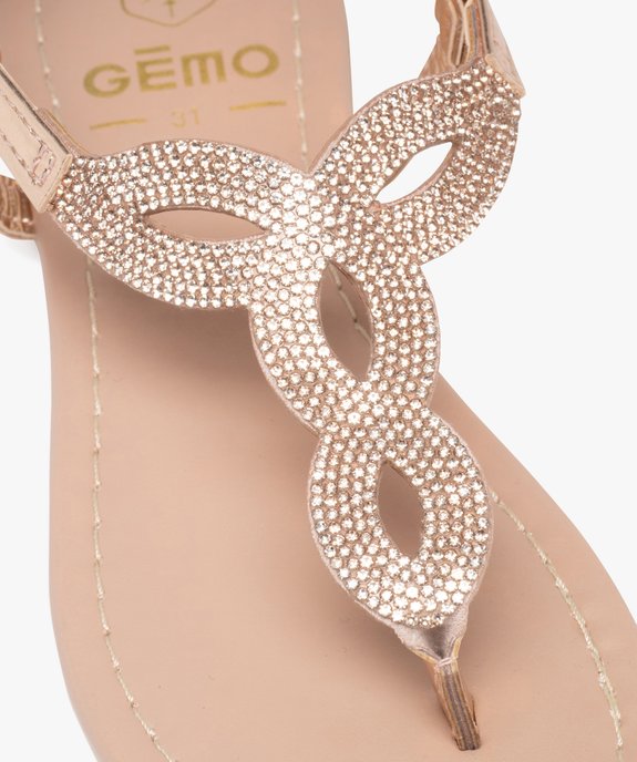 Sandales fille avec brides entre-doigts effet métallisé et à strass vue6 - GEMO (ENFANT) - GEMO