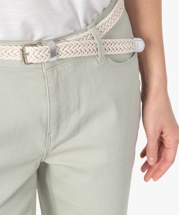 Pantacourt femme  en toile extensible avec ceinture tressée vue2 - GEMO(FEMME PAP) - GEMO