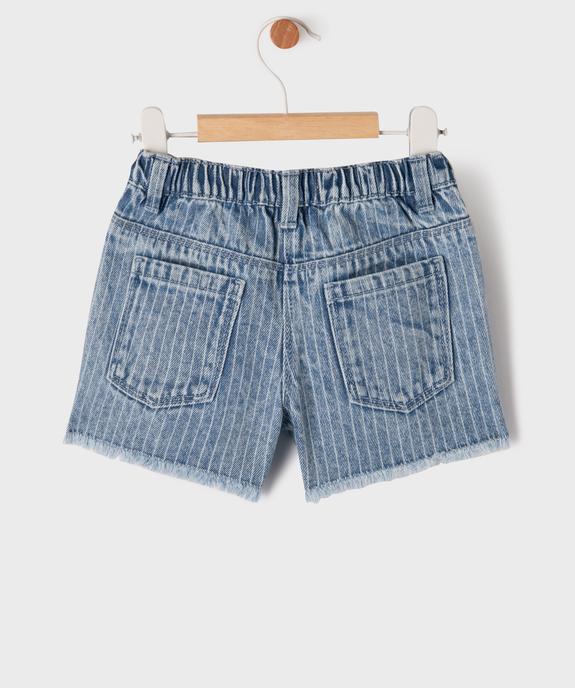 Short en jean à rayures et bords francs bébé fille vue3 - GEMO(BEBE DEBT) - GEMO