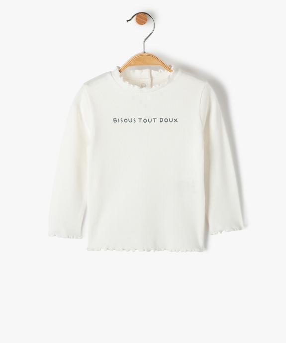 Tee-shirt bébé fille manches longues à côtes vue1 - GEMO(BEBE DEBT) - GEMO
