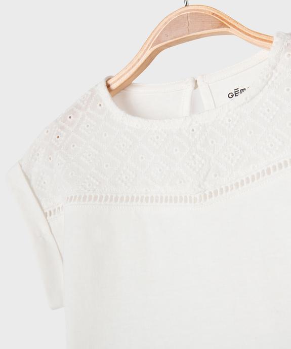 Tee-shirt manches courtes avec haut brodé bébé fille vue2 - GEMO 4G BEBE - GEMO