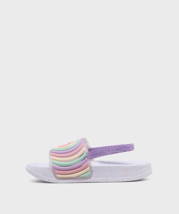 Mules de piscine avec bride cheville élastique et bandeau imprimé fille  vue3 - GEMO (PLAGE) - GEMO