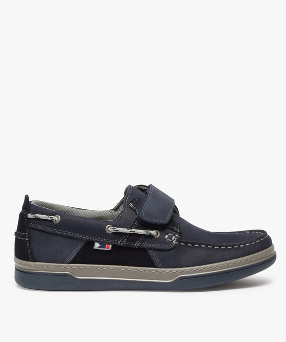 Chaussures bateau homme dessus cuir fermeture scratch vue1 - GEMO (CONFORT) - GEMO
