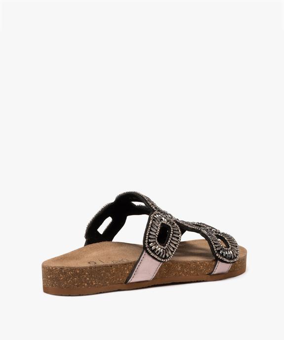 Mules femme en cuir avec brides bijou fantaisie  vue4 - GEMO (CASUAL) - GEMO
