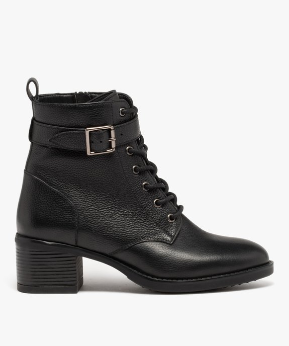 Bottines femme à talon en cuir grainé uni - Taneo  vue1 - TANEO - GEMO