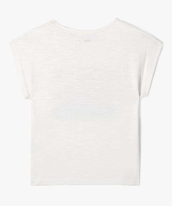 Tee-shirt fille avec motif sur le buste et boutons sur l’épaule vue4 - GEMO 4G FILLE - GEMO