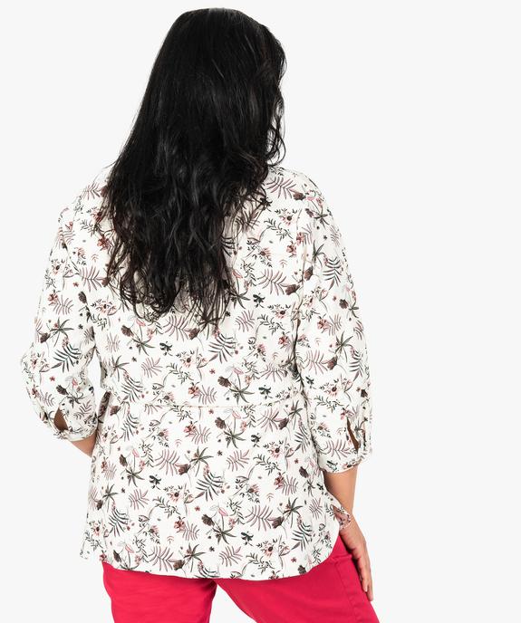 Tunique femme en lin à motifs fleuris avec col V et ceinture vue3 - GEMO (G TAILLE) - GEMO