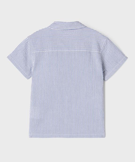 Chemise manches courtes en seersucker rayé garçon vue4 - GEMO (ENFANT) - GEMO