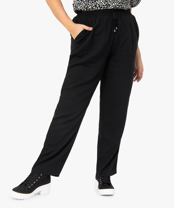 Pantalon femme grande taille uni large et fluide à taille élastiquée vue1 - GEMO (G TAILLE) - GEMO