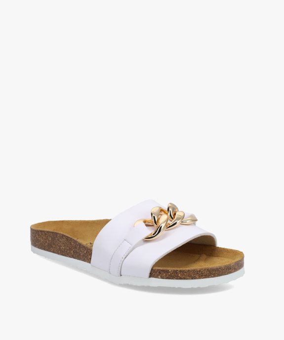 Mules femme à talon plat et bride avec chaîne métallique vue2 - GEMO (CASUAL) - GEMO