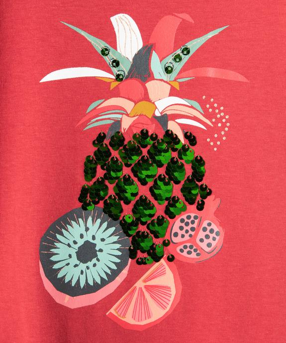Tee-shirt fille à manches courtes et franges 100% coton biologique vue2 - GEMO 4G FILLE - GEMO