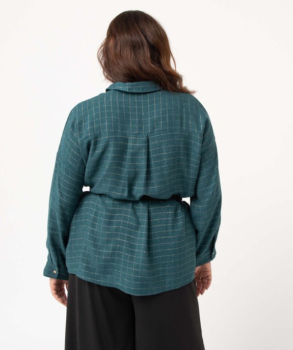 Chemise femme fluide à carreaux dorés vue3 - GEMO (G TAILLE) - GEMO